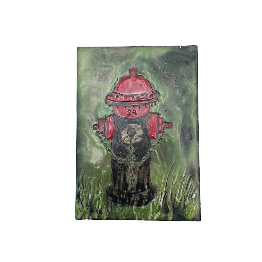 Little Black Dress for a Red Fire Hydrant with Gold Jewelry