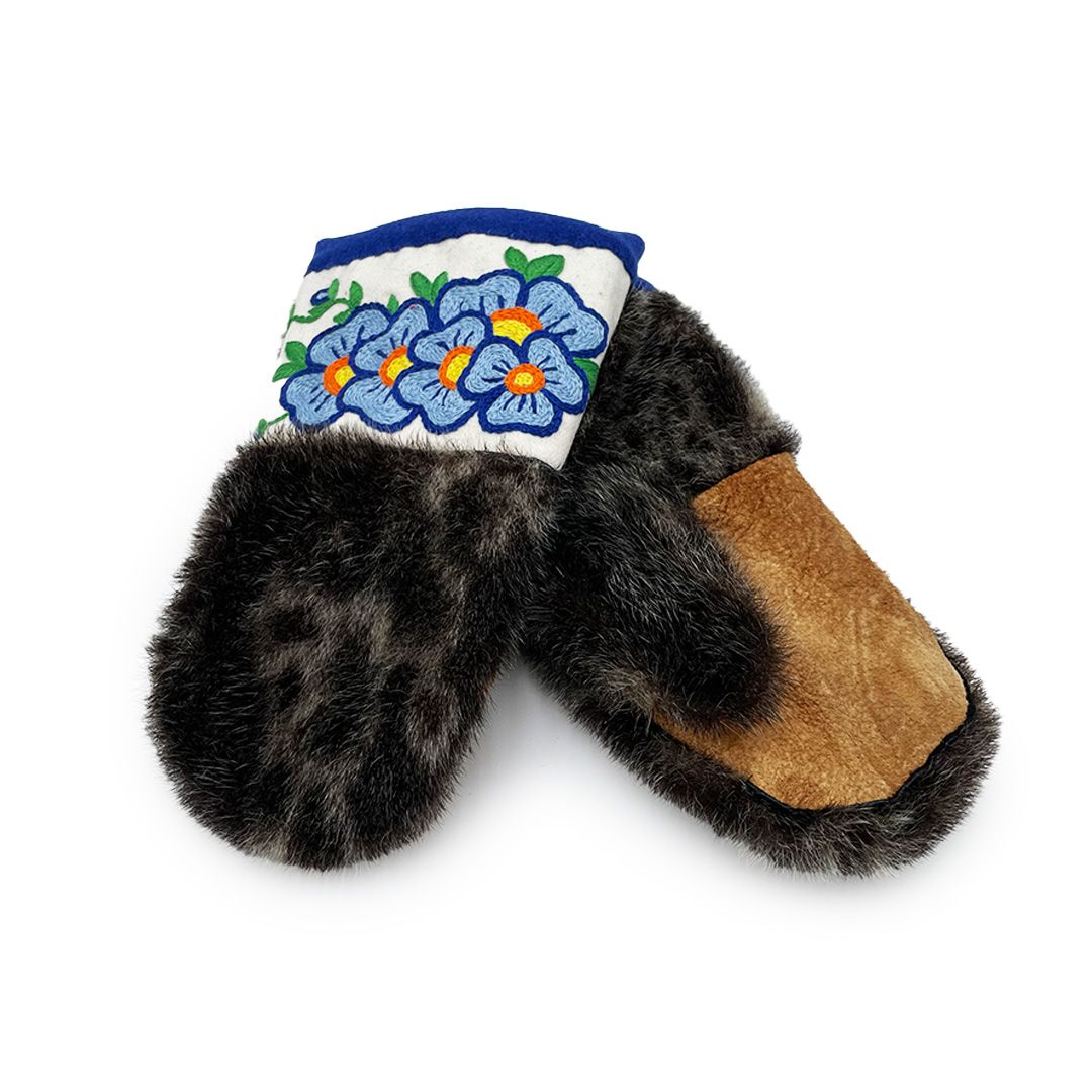 Blue Flower Mittens