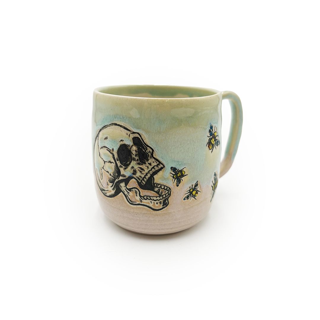 Tall Skull and Bees Cup