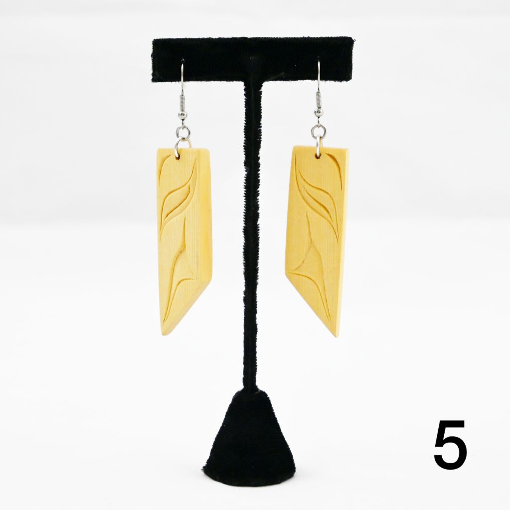 Carved Yellow Cedar Earrings