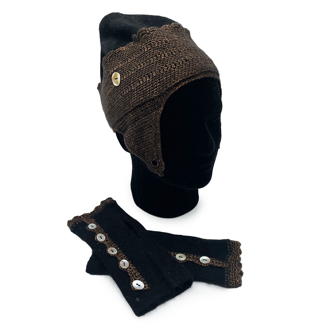 Black and Gold Hat + Hand Warmers