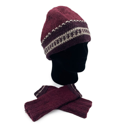 Burgundy Hat + Hand Warmers
