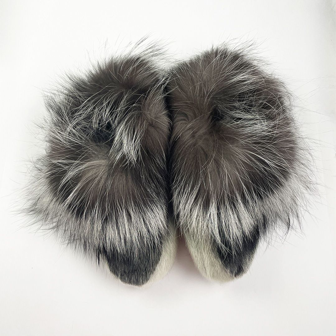 Fox Trim Slippers (Size 8)