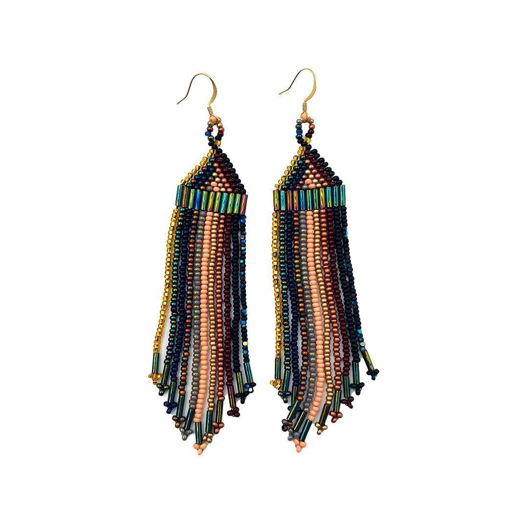 Midnight Confetti Fringe Earrings (Large)