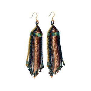 Midnight Confetti Fringe Earrings (Large)