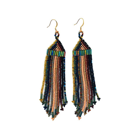 Midnight Confetti Fringe Earrings (Large)
