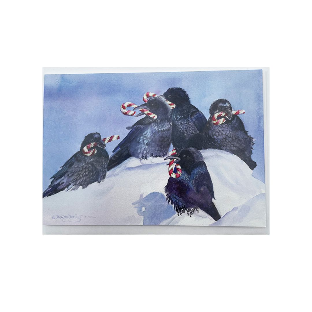 Card - Candy Cane Corvids