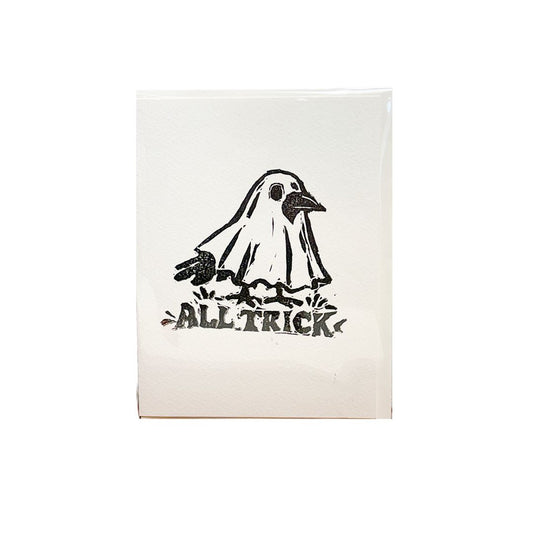 Linocut Halloween Card - All Trick