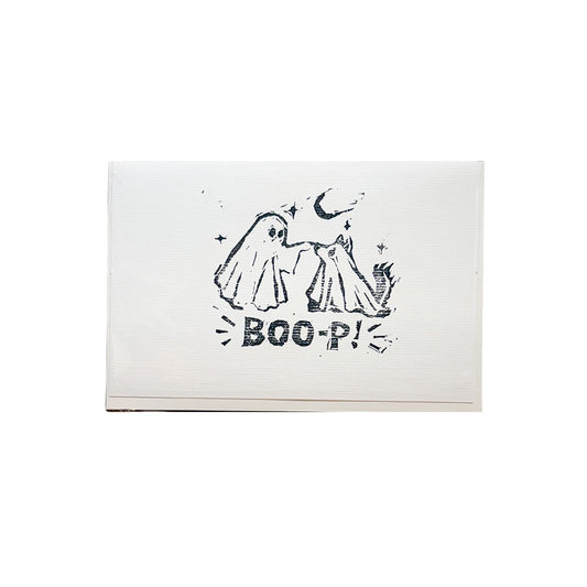 Linocut Halloween Card - Boo-p!