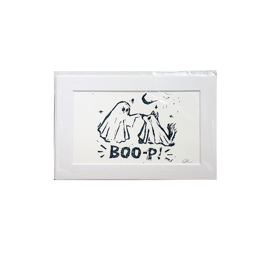 Linocut Print - Boo-p!