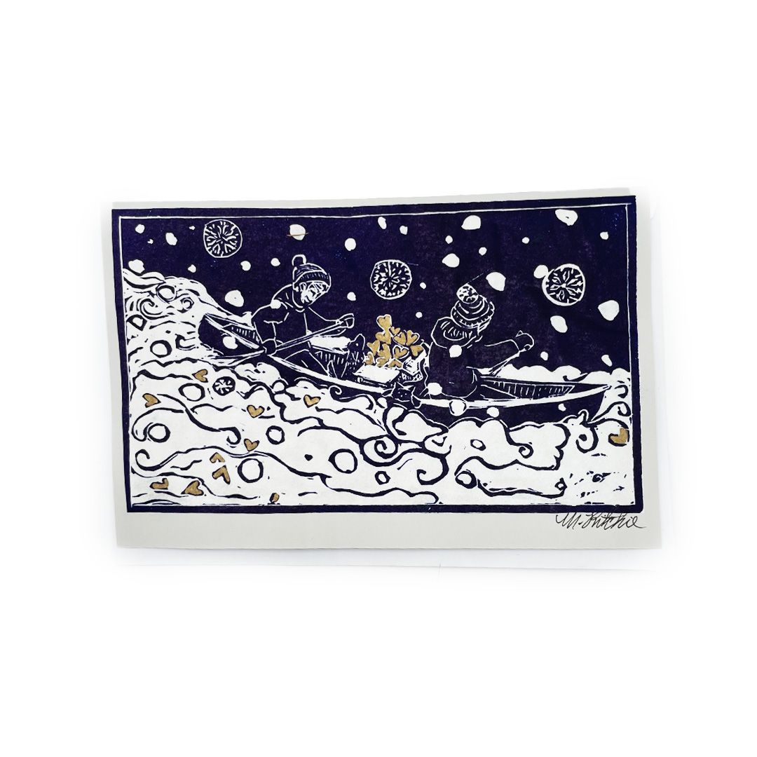 Block Print Art Card - Canoe Full of Love