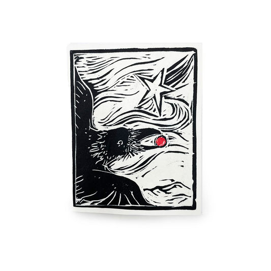 Block Print Art Cards - Raven and Star