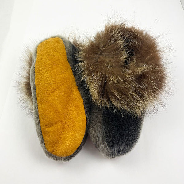 Racoon Trim Slippers (Size 8)