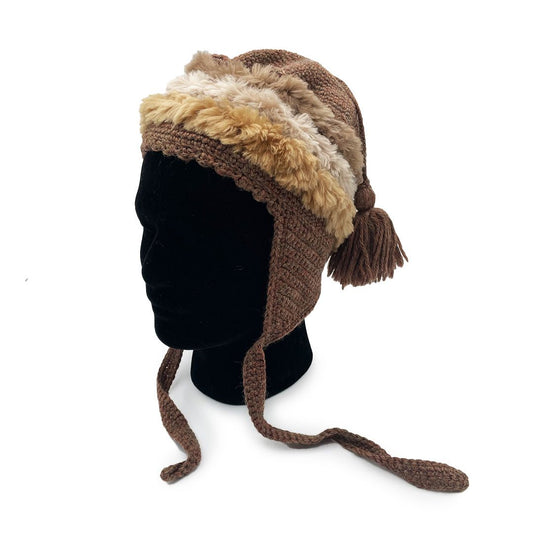 Taupe and Brown Ear Flap Hat