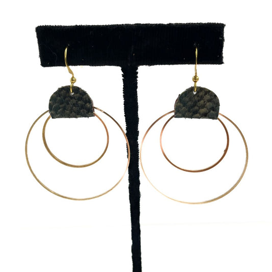 Salmon Leather Hoop Earrings