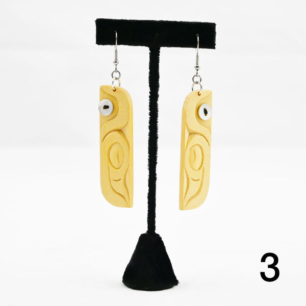 Carved Yellow Cedar Earrings