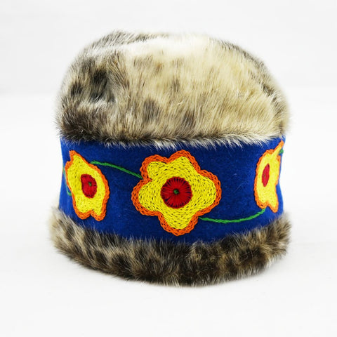 Seal Baby Hat - Blue Band and Flowers