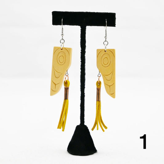 Carved Yellow Cedar Earrings