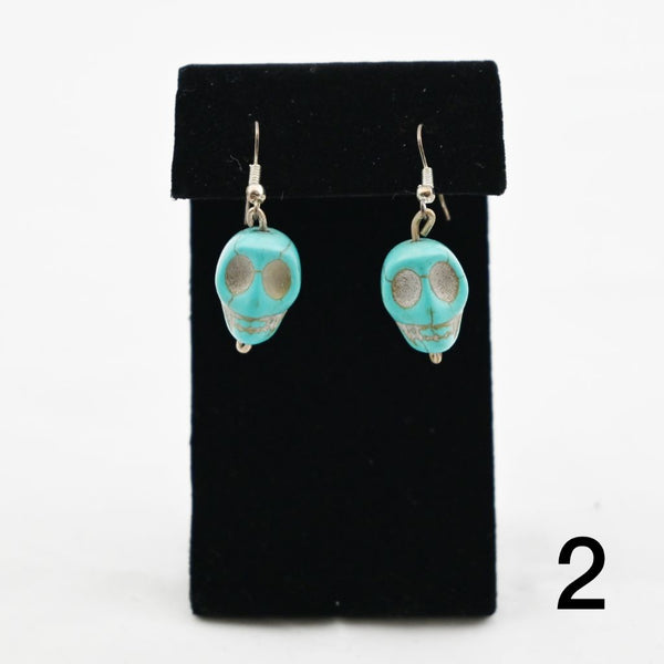 Earrings - Turquoise Skulls